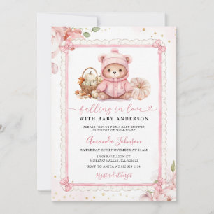 Convite Chuva de Amor Baby Shower Rosa Pumpkin Coquette