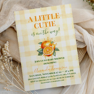 Convite Chuva de Amor Bebê Little Cutie Citrus em Xadrez A