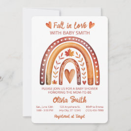 Convite Chuva de Amor Boho Arco-íris Terracota Baby Shower