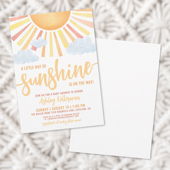 Convite Chuva de Amor Boho Shower de Bebê sem Gênero Defin (Sunshine Boho Gender Neutral Sun Baby Shower Invitation)
