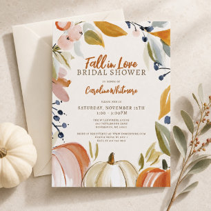 Convite Chuva de Amor Bridal Shower de Aquarela com Abóbor