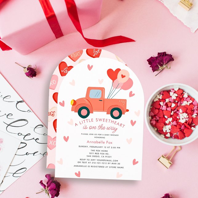 Convite Chuva de Amor Caminhão Rosa Menina Festa de Bebê (Criador carregado)