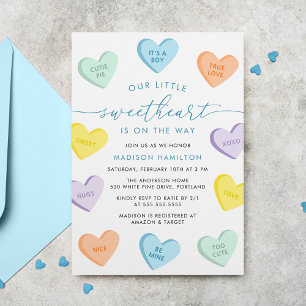 Convite Chuva de Amor Candy Hearts Baby Shower