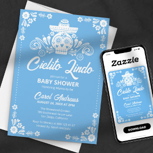 Convite Chuva de Amor Caveira de Açúcar Azul Chuvada de Be