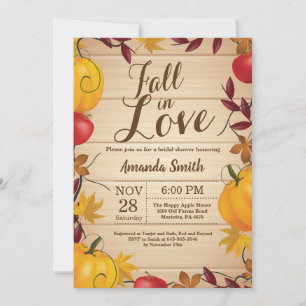 Convite Chuva de Amor Colheita de Outono Bridal Shower