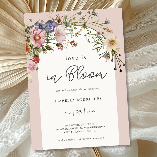 Convite Chuva de Amor de Flores Silvestres para Noivas ( Invite shown in 5 x 7 inches, choose size, paper and corner style. Buy print or digital invitations)