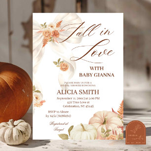 Convite Chuva de Amor de Outono de Abóbora Baby Shower