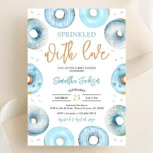 Convite Chuva de Amor Donuts Azuis Baby Shower