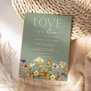 Convite Chuva de Amor Flor Silvestre Verde Musgo Chá de No