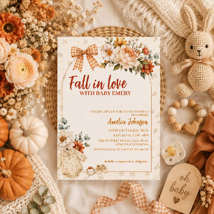 Convite Chuva de amor floral abóbora boho baby shower