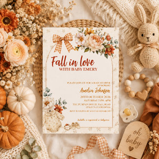 Convite Chuva de amor floral abóbora boho baby shower