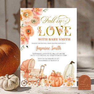 Convite Chuva de Amor Floral de Outono Baby Shower