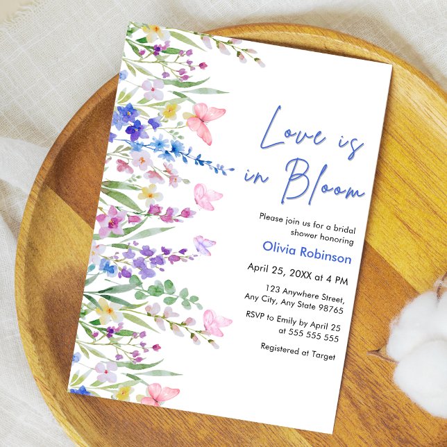 Convite Chuva de Amor Floral de Primavera no Casamento  (Floral Spring Love is in Bloom Bridal Shower Invitation  )