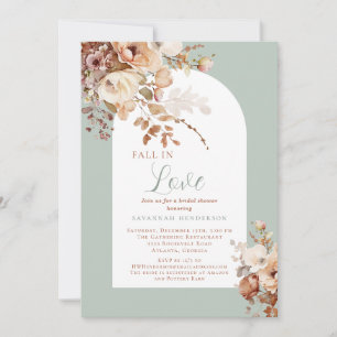 Convite Chuva De Amor Floral Elegante No Outono Chá De Noi
