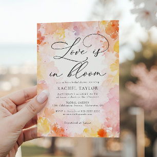 Convite Chuva de Amor Floral em Aquarela Chá de Noiva