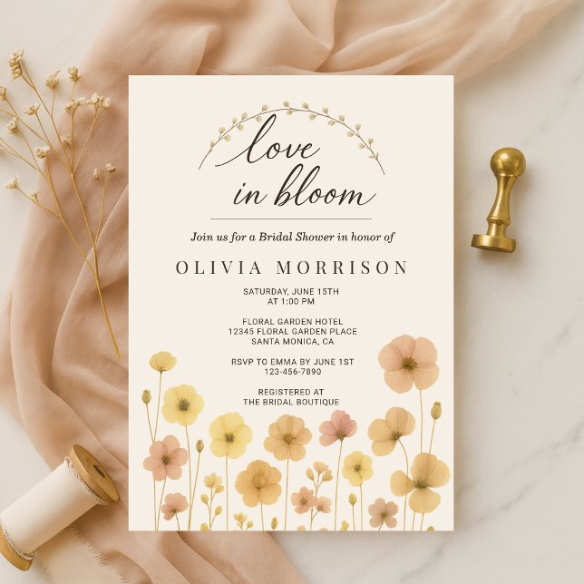 Convite Chuva de Amor Floral em Flor Boho Chá de Noiva  (Criador carregado)