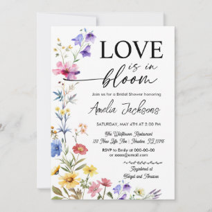 Convite Chuva de amor floral flores silvestres chá de noiv