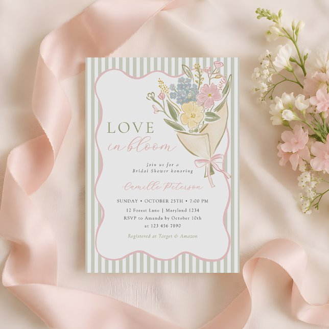 Convite Chuva de Amor Floral Pastel de Primavera Noivado (Criador carregado)