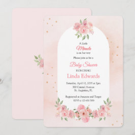 Convite Chuva de Amor Floral Pequeno Milagre Baby Shower