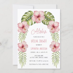 Convite Chuva de Amor Floral Tropical Folhas Exóticas Chá 