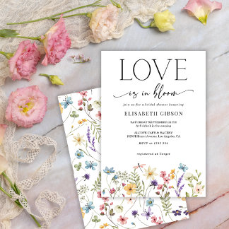 Convite Chuva de Amor Flores Silvestres Borboleta Chá de N