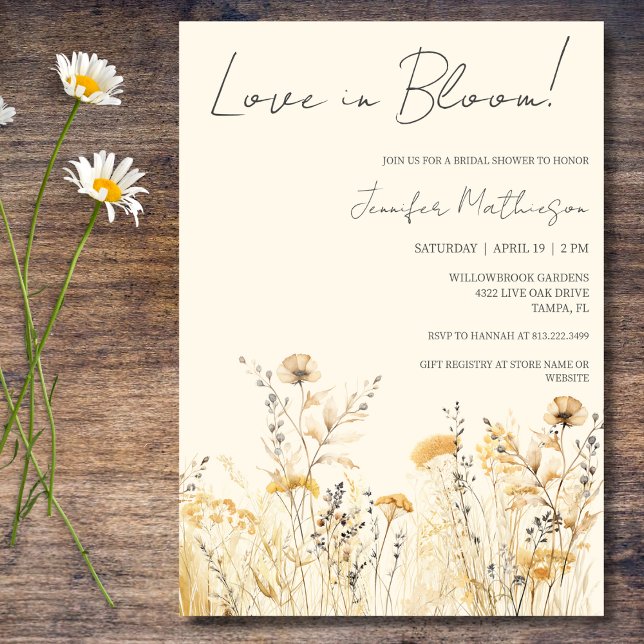 Convite Chuva de Amor Flores Silvestres Chá de Noiva (Criador carregado)