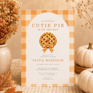 Convite Chuva de Amor Fofura de Outono com Laço e Gingham