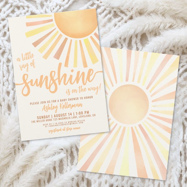 Convite Chuva de Amor Gênero Neutro Boho Chá de Bebê Sol (Sunshine Gender Neutral Boho Sun Baby Shower Invitation)