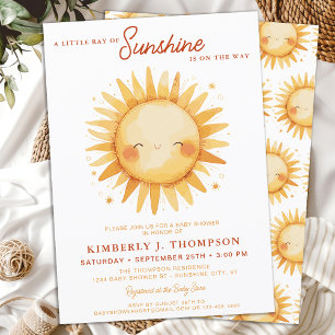 Convite Chuva de Amor Gênero Neutro Boho Fofura Sol Chá de