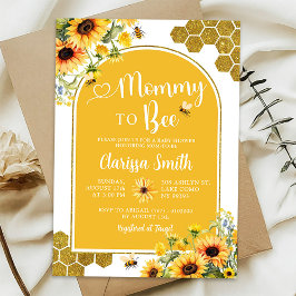 Convite Chuva de Amor Girassol Dourado para a Mamãe Abelha