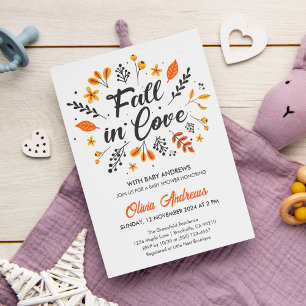 Convite Chuva de Amor Grinalda Floral de Outono Chá de Beb