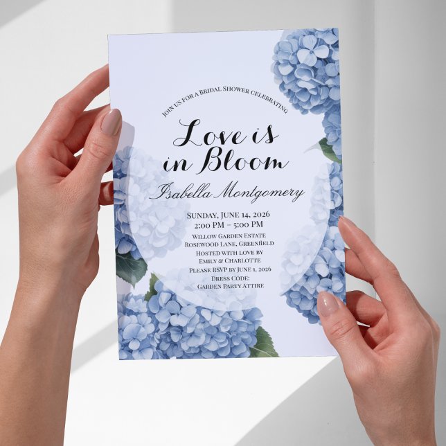 Convite Chuva de Amor: Hidrangea de Primavera para Chá de  (Love Is in Bloom Spring Hydrangea Bridal Shower Invitations
)
