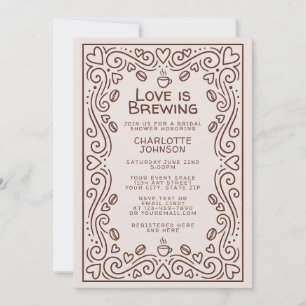 Convite Chuva de Amor Marrom Caprichoso para Chá de Noiva