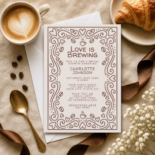Convite Chuva de Amor Marrom Caprichoso para Chá de Noiva