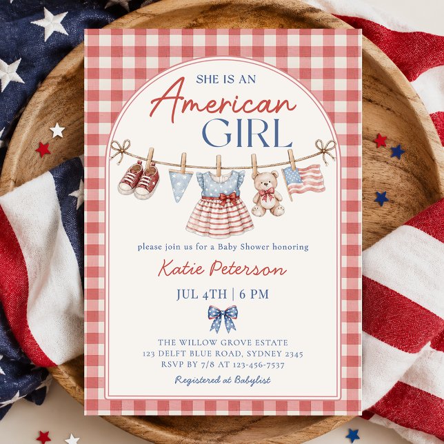 Convite Chuva de Amor Menina Americana Chá de Bebê (Criador carregado)