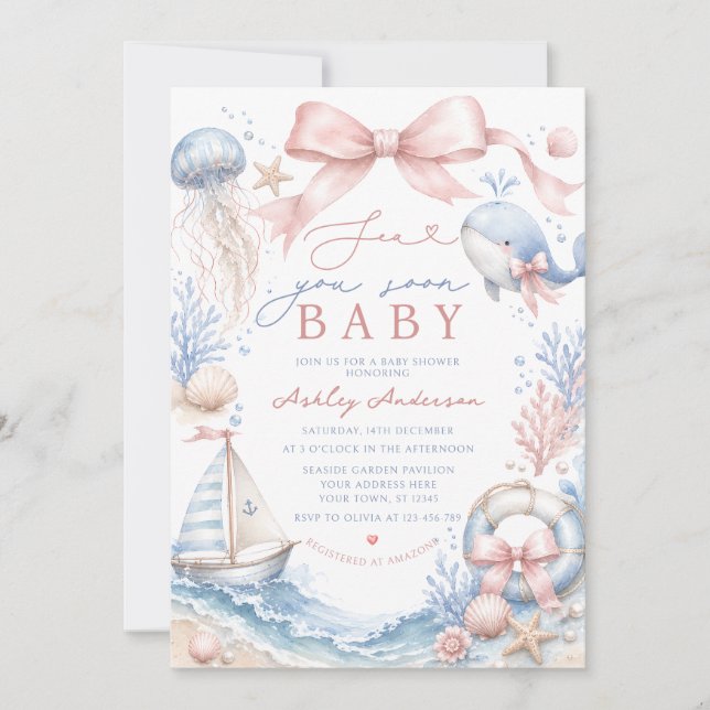 Convite Chuva de Amor Menina Baby Shower (Frente)