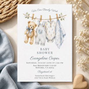 Convite Chuva de Amor Menino Azul Baby Shower em Aquarela