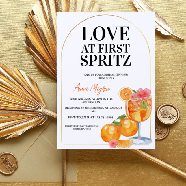Convite Chuva de Amor no Primeiro Spritz de Limão Coquetel (Love at First Spritz Lemon Cocktail Bridal Shower)