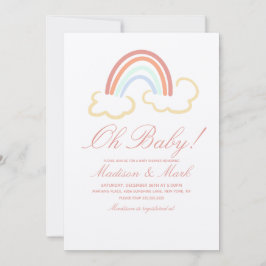 Convite Chuva de Amor Nuvem Arco-Íris Rústico Baby Shower