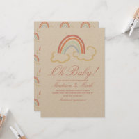 Chuva de Amor Nuvem Arco-Íris Rústico Baby Shower