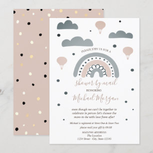 Convite Chuva de Amor, Nuvens, Pontinhos - Chás de Bebê Vi