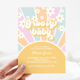 Convite Chuva de Amor Pastel Retro Sol Baby Shower