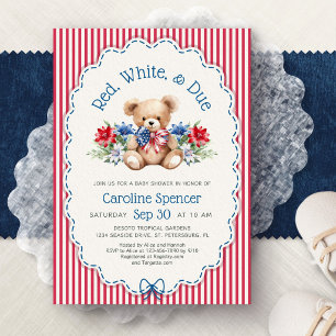 Convite Chuva de Amor Patriótica de Bebê Vermelho Branco e