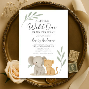 Convite Chuva de Amor Safari Pequeno Selvagem Baby Shower