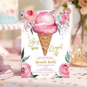 Convite Chuva de Amor: Sorvete Rosa Bridal Shower