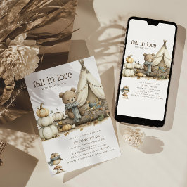 Convite Chuva de Amor Urso Florestal Baby Shower
