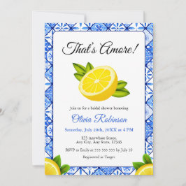 Convite Chuva de Arroz Azul Azulejo Italiano That's Amore