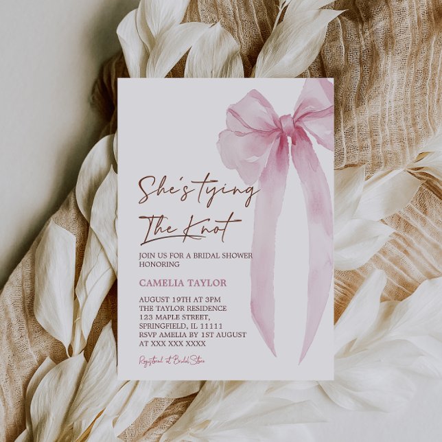 Convite Chuva de Arroz com Laço Rosa Casamento (Criador carregado)