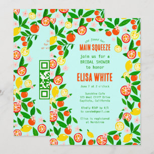 Convite CHUVA DE ARROZ Fruta Cítrica QR Verão NOIVA