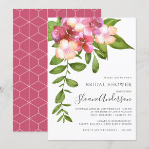 Convite Chuva de Arroz Havaiana Folhas Luxuriantes